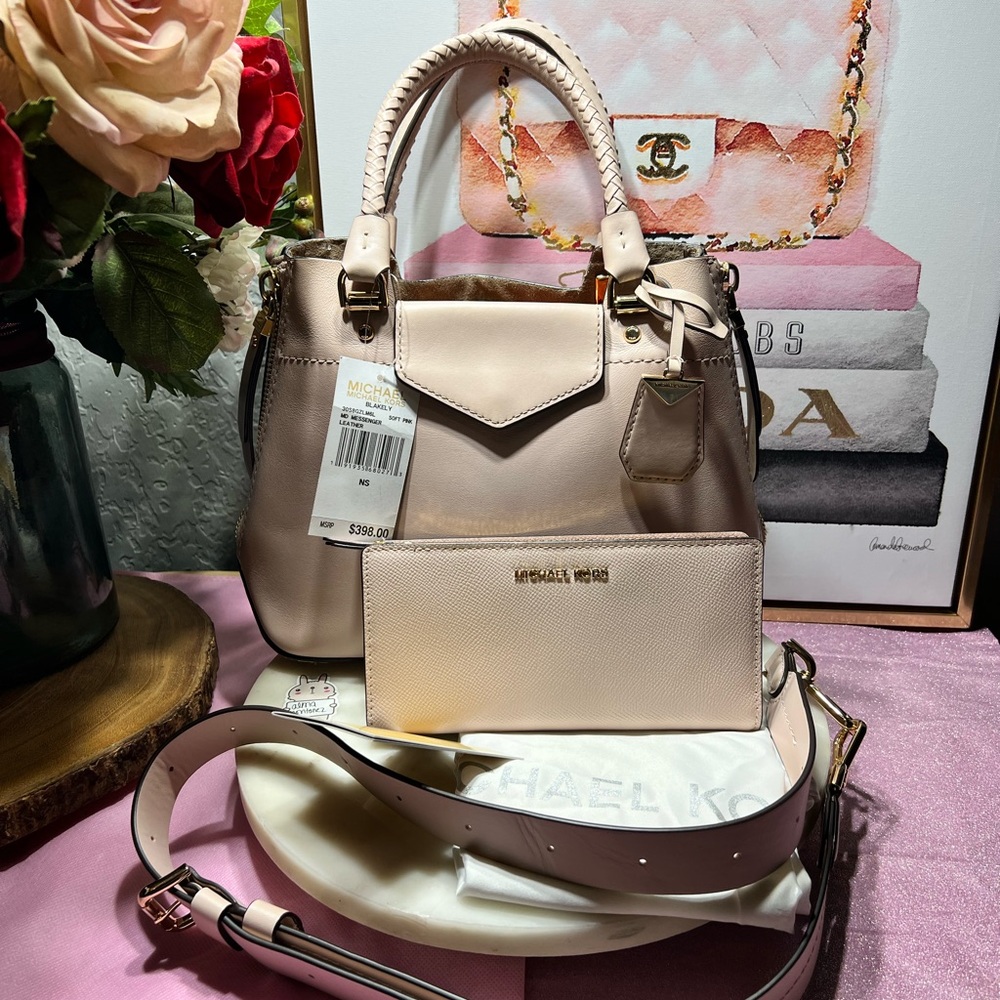 Michael Kors Pink Leather Handbag Set NWT